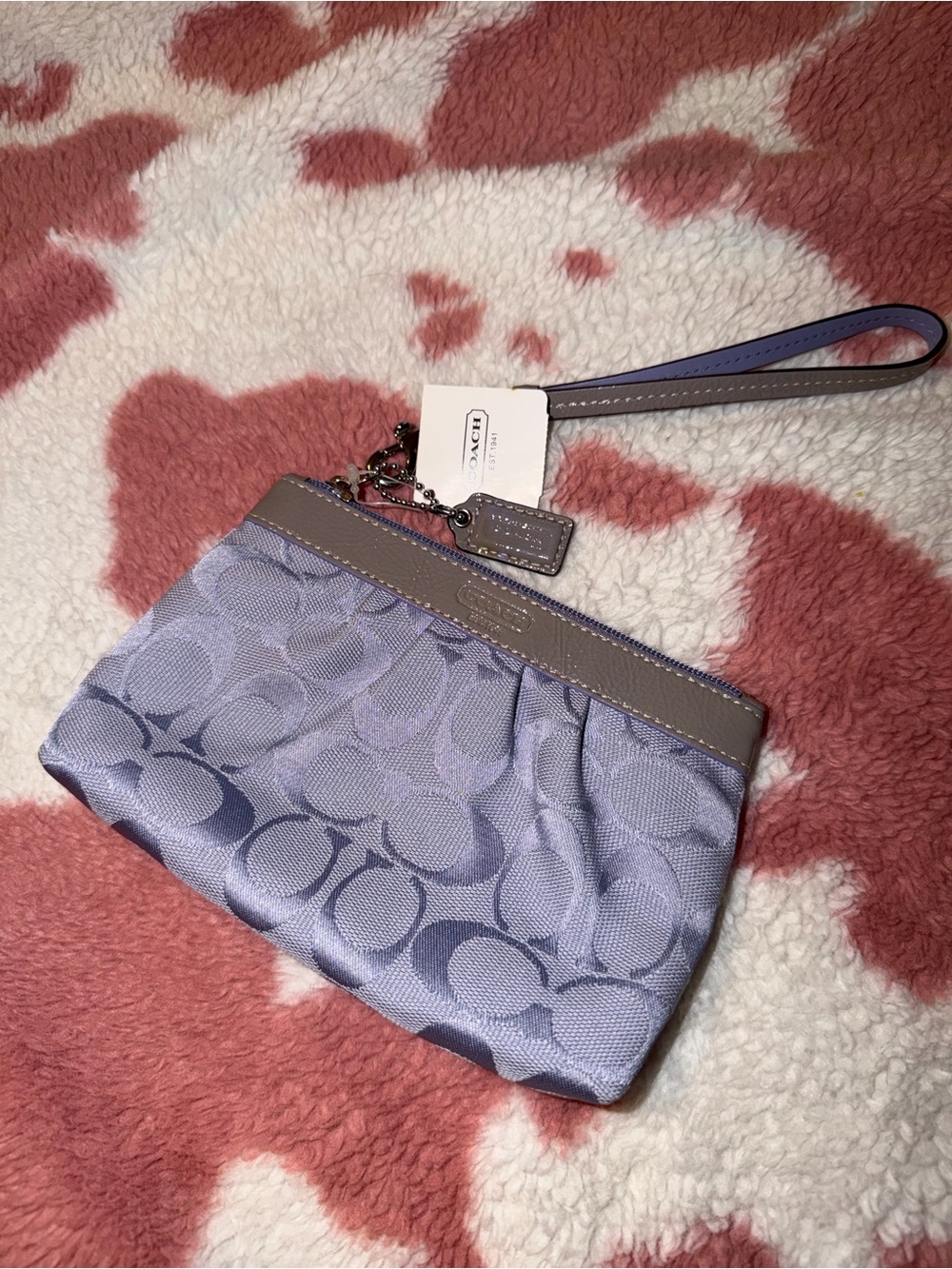 NWT Y2K Coach Signature Pleated Wristlet Lilac Purple